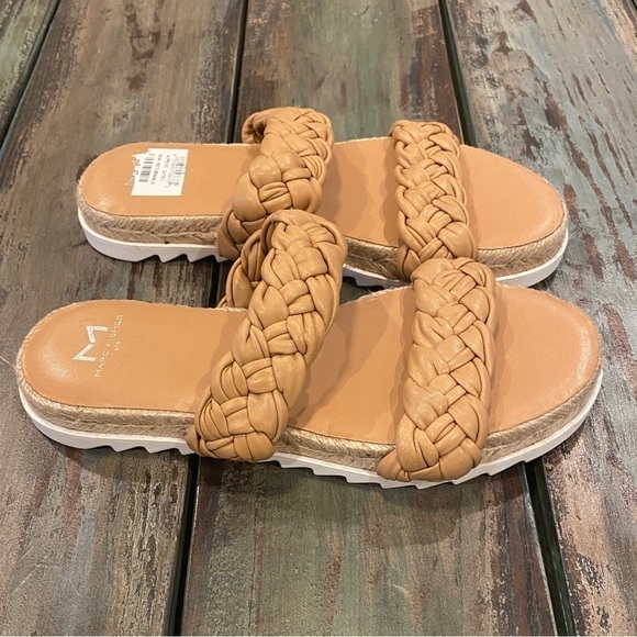 Marc Fisher Jaimee Sandals Slides Flat Espadrilles Braided Leather Tan Size 6 - Picture 9 of 9